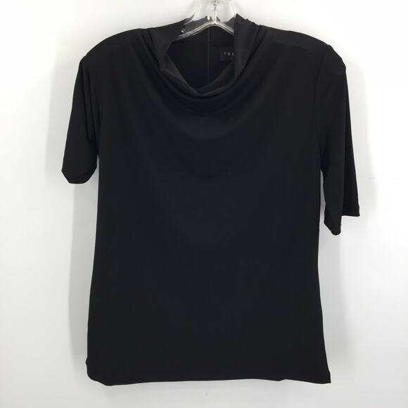 Premise Career Cowl Neck Blouse Top Short Sleeve Black Solid Size Small NWT - Picture 1 of 7